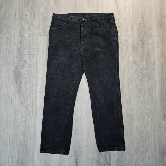 Rustler Men’s Regular Fit Straight Black Jeans Sz 38x30 - Picture 1 of 9